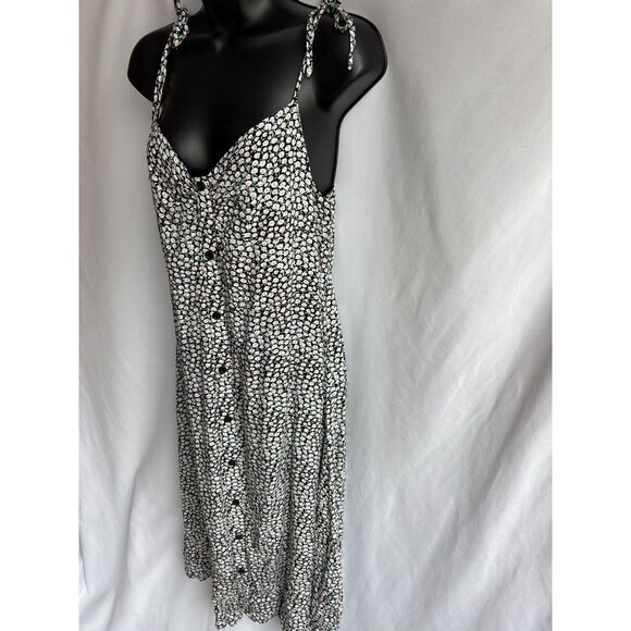 Blush BJ Floral Cottagecore Midi Dress Tie Straps L Prairie Peasant Milkmaid - Picture 3 of 10